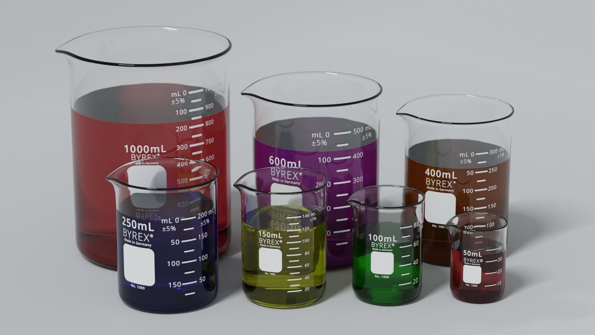 Laboratory Beaker Set Low-poly 3D model_4