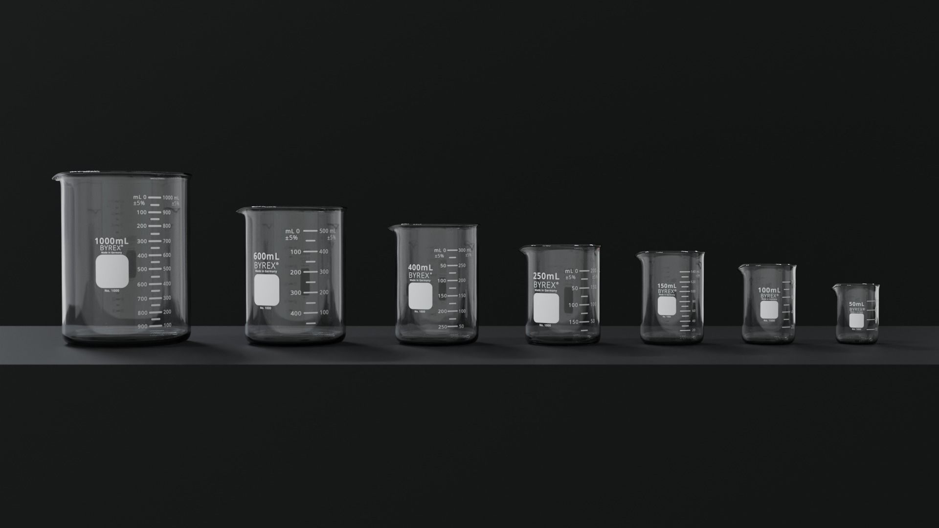 Laboratory Beaker Set Low-poly 3D model_1