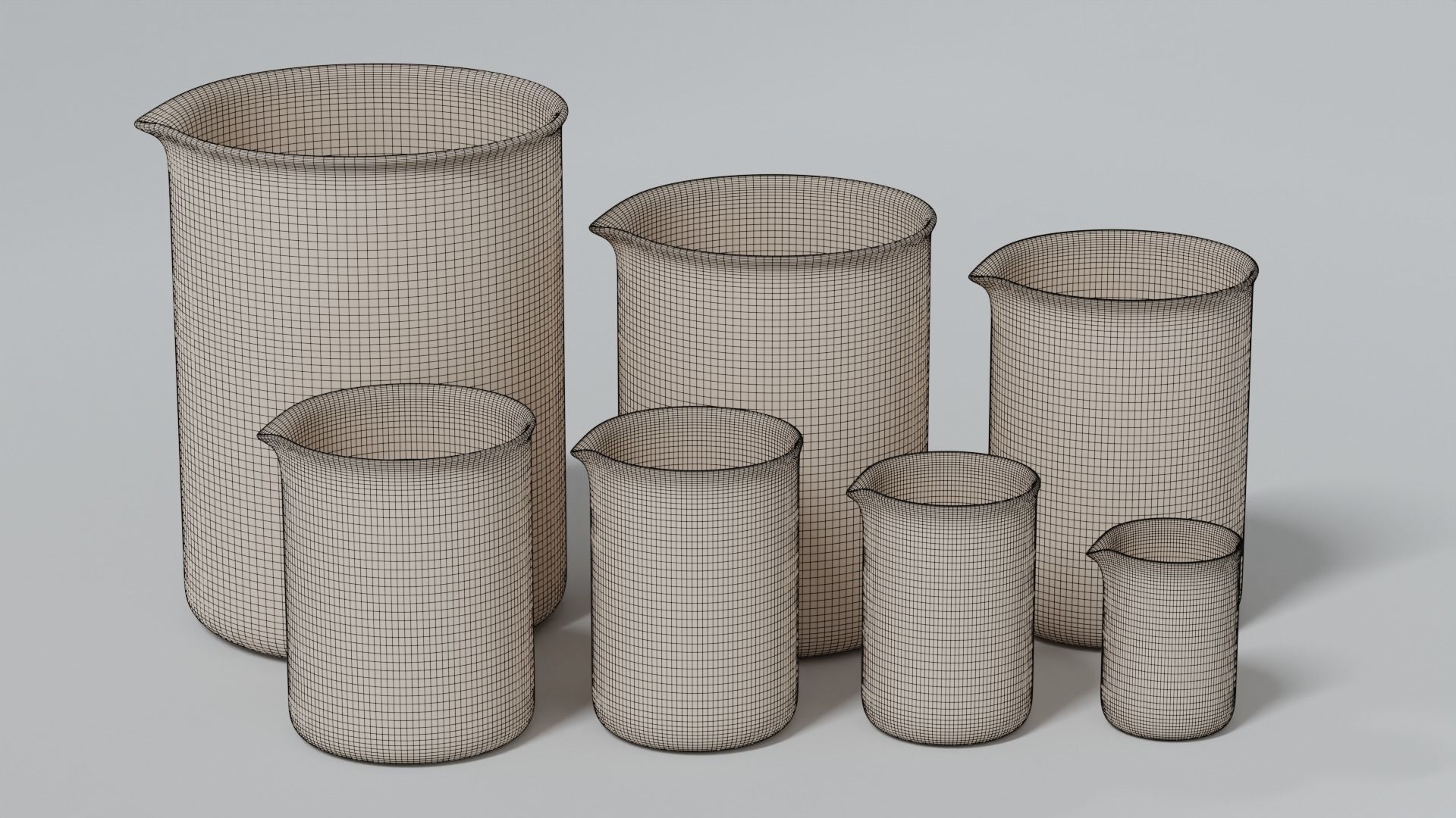 Laboratory Beaker Set Low-poly 3D model_3