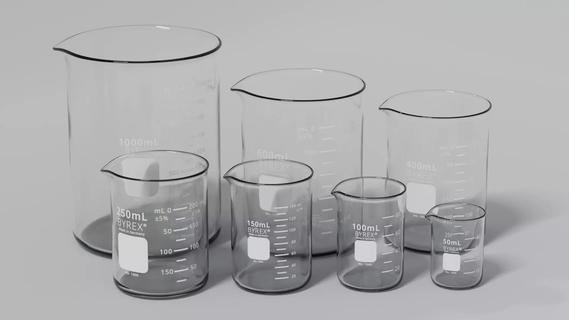 Laboratory Beaker Set Low-poly 3D model_0