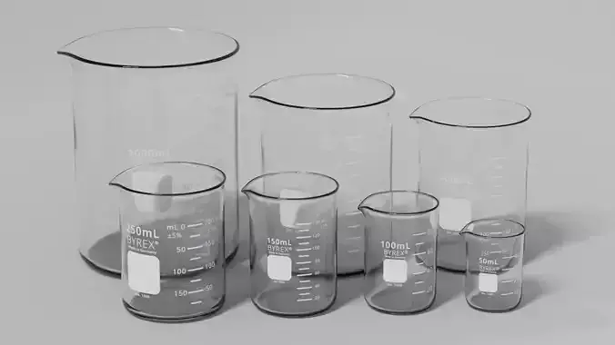 Laboratory Beaker Set Low-poly 3D model