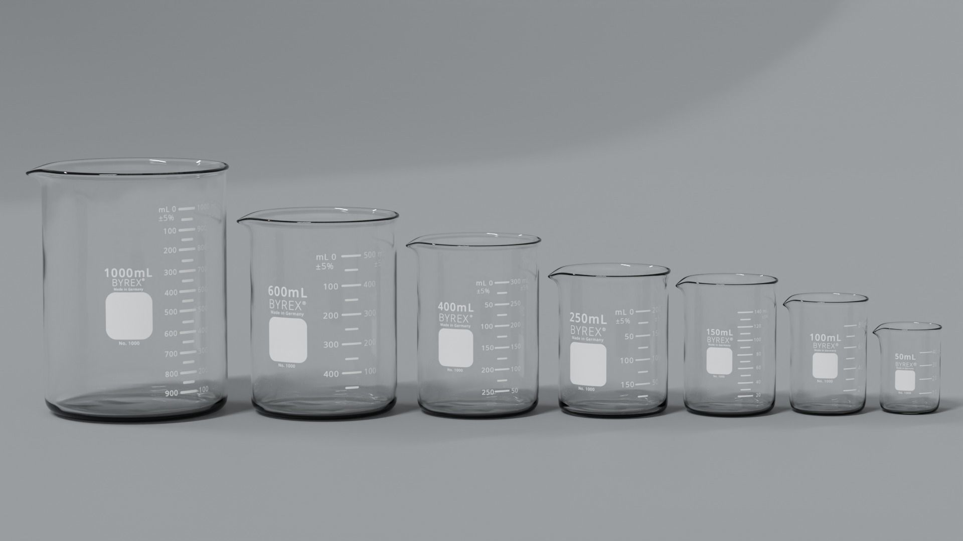 Laboratory Beaker Set Low-poly 3D model_6