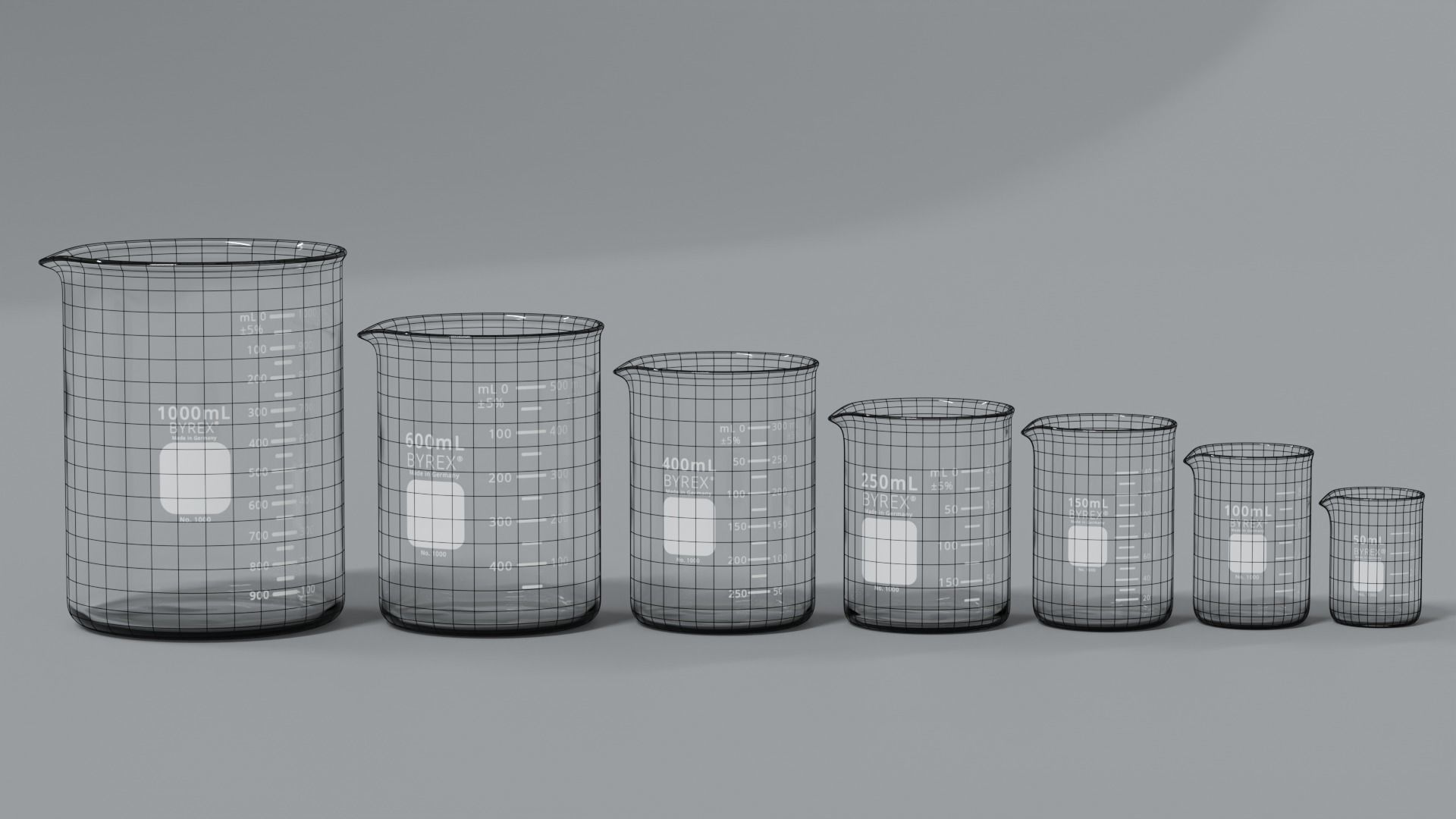 Laboratory Beaker Set Low-poly 3D model_7