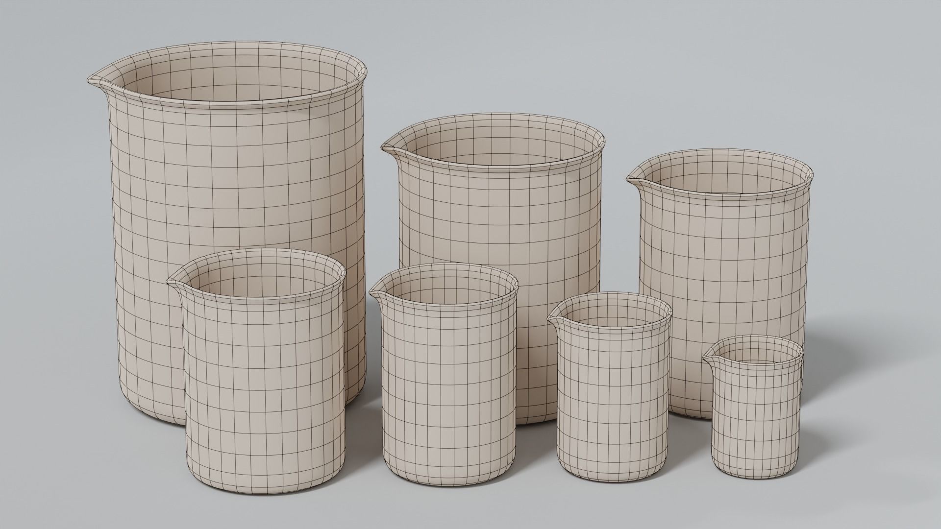 Laboratory Beaker Set Low-poly 3D model_2