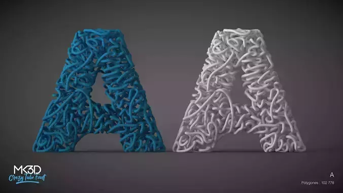 Crazy tube font - A 3D model