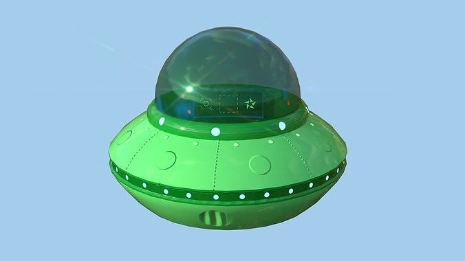 Cartoon UFO A4 - SciFi Flying Saucer - Green Low-poly 3D model