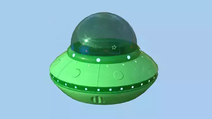 Cartoon UFO A4 - SciFi Flying Saucer - Green Low-poly 3D model