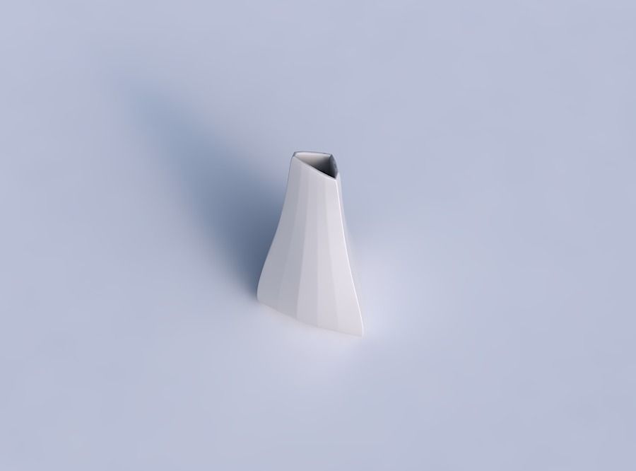 Vase grounded tilted triangle with bands uniform vertical 3D print model_1