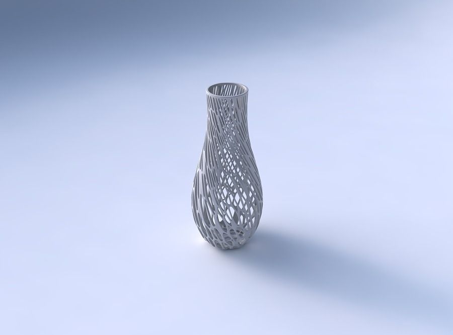 Vase curved with twisted diagonal organic lattice 3D print model_3
