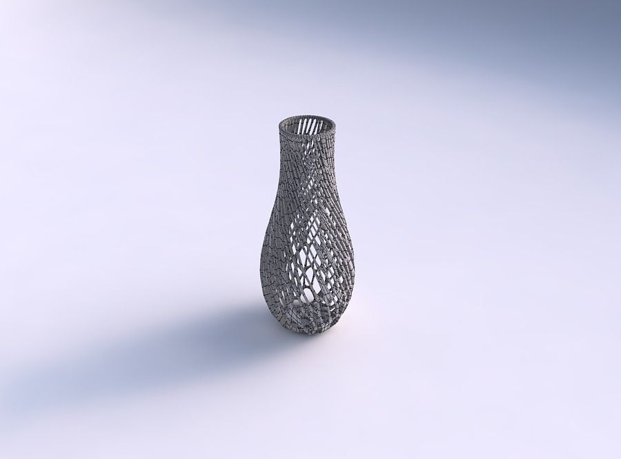 Vase curved with twisted diagonal organic lattice 3D print model_5