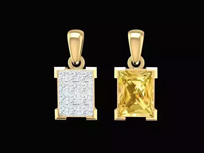 Luxury Square Diamond Pendant for Men 3D Model 244 3D print model