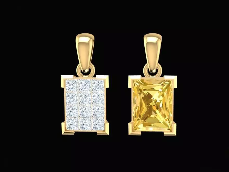 Luxury Square Diamond Pendant for Men 3D Model 244 3D print model