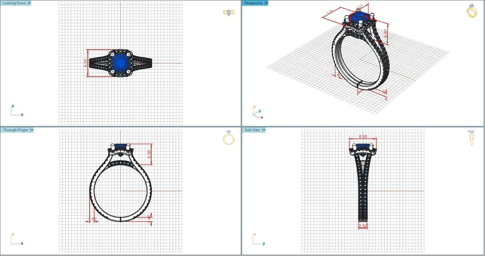 10117 diamond engagement ring with pave setting 3D print model_6