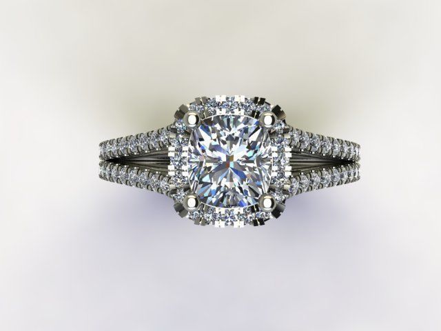 10117 diamond engagement ring with pave setting 3D print model_3