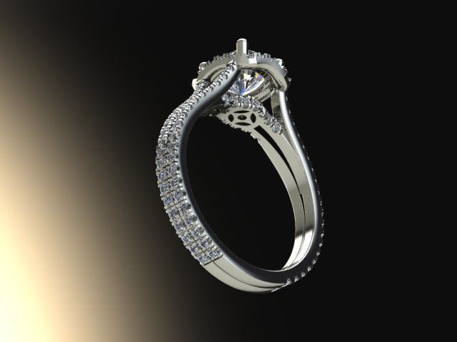 10117 diamond engagement ring with pave setting 3D print model_4