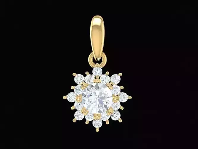 Flower Halo Gemstone Gold Pendant Jewelry 250