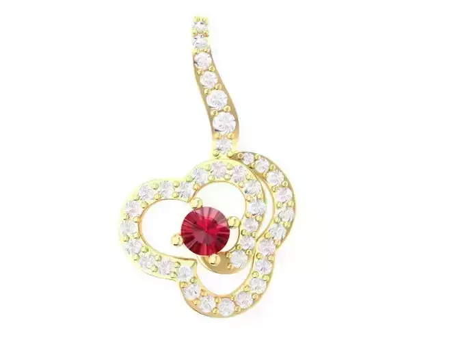 Elegant Heart Pendant with Ruby and Diamonds 251