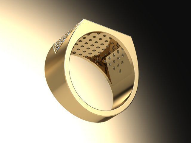 10118 square diamond ring gold 3D print model_4