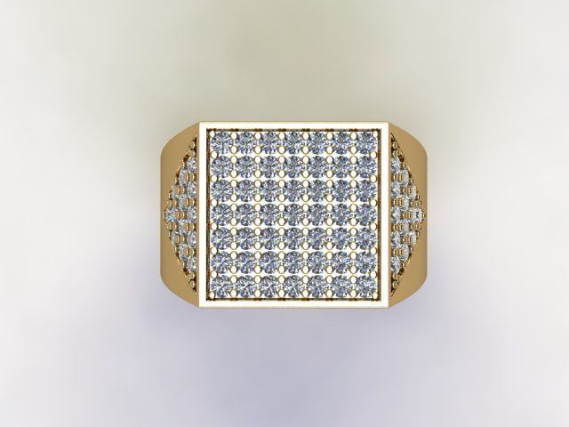 10118 square diamond ring gold 3D print model_3