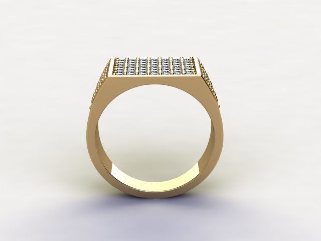 10118 square diamond ring gold 3D print model_1