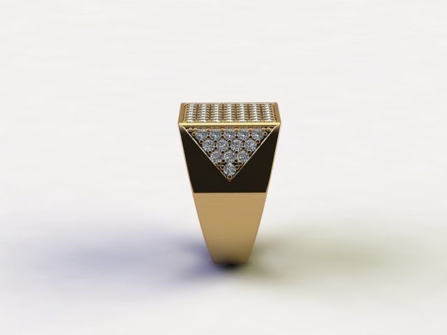 10118 square diamond ring gold 3D print model_2