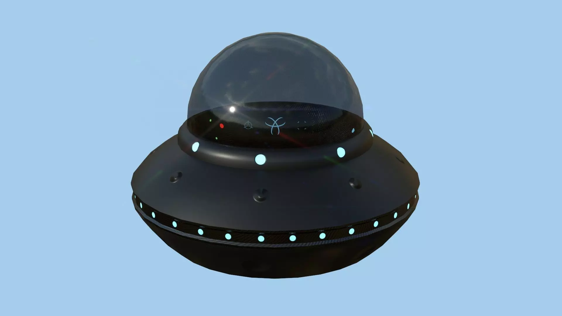 Cartoon UFO A5 - SciFi Flying Saucer - Black Carbon Low-poly 3D model_0