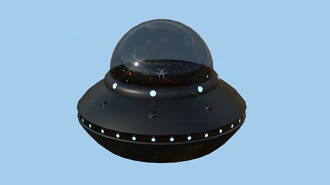 Cartoon UFO A5 - SciFi Flying Saucer - Black Carbon Low-poly 3D model