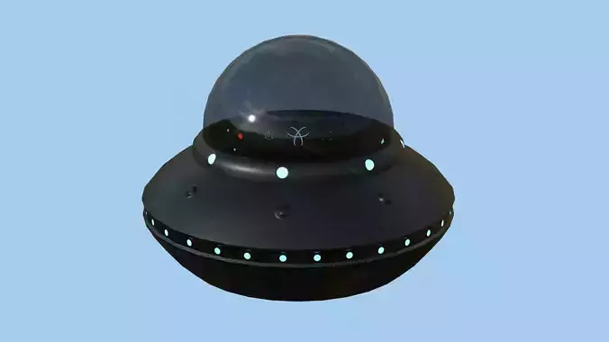 Cartoon UFO A5 - SciFi Flying Saucer - Black Carbon Low-poly 3D model