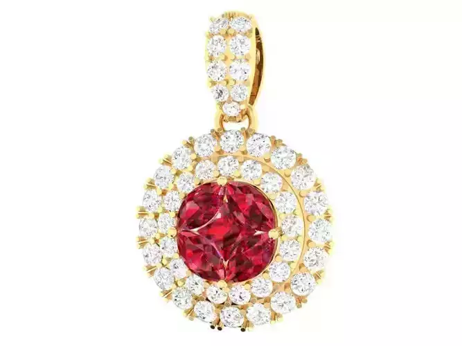 Elegant Round Gemstone Diamond Pendant 3D Model 258