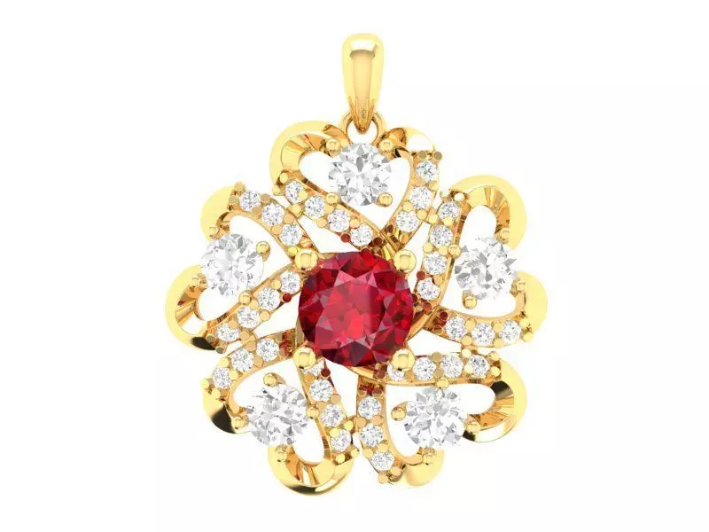 Luxury Floral Gemstone Diamond Pendant for Women 263 3D print model