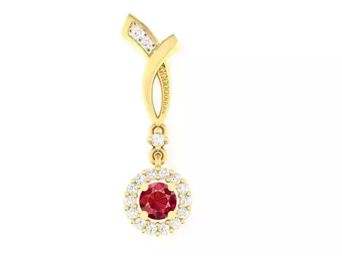 Elegant Gemstone Pendant with Diamond Halo 264