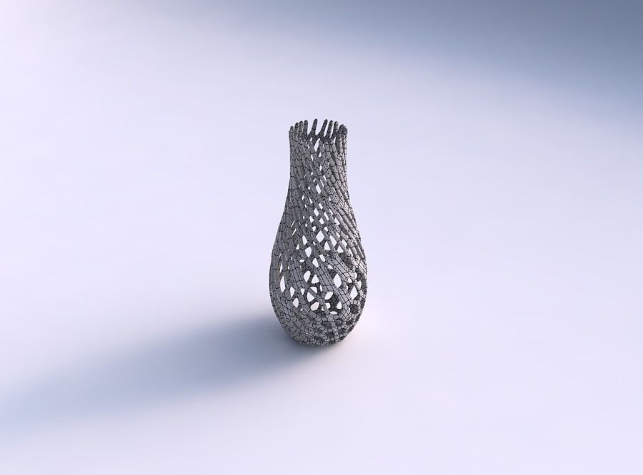 Vase curved with cracked and twisted organic lattice 2 3D print model_5
