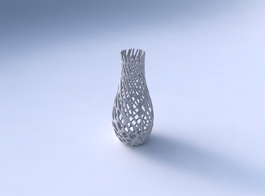 Vase curved with cracked and twisted organic lattice 2 3D print model_3