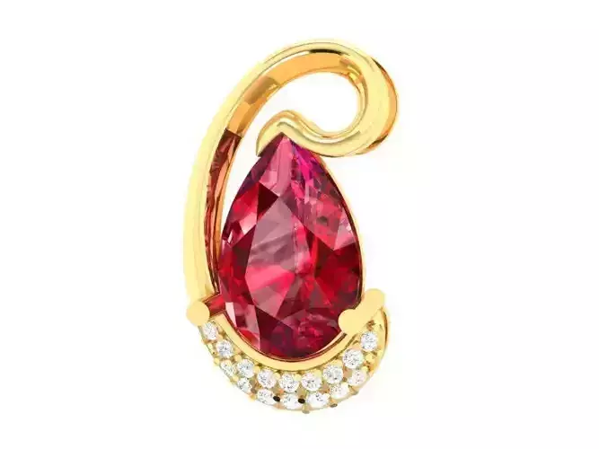 Elegant Ruby Pear Cut Pendant with Diamond Accents 268