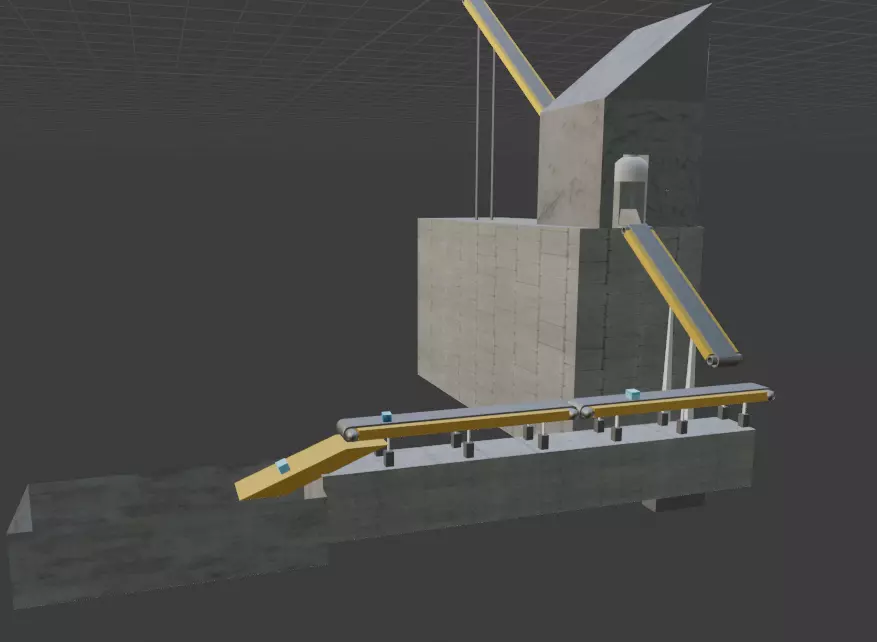 Conveyor concrete structure with belt 3D model_0