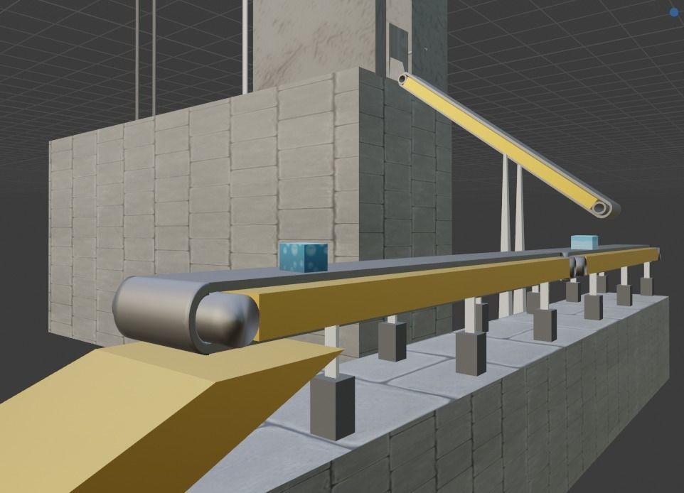 Conveyor concrete structure with belt 3D model_1
