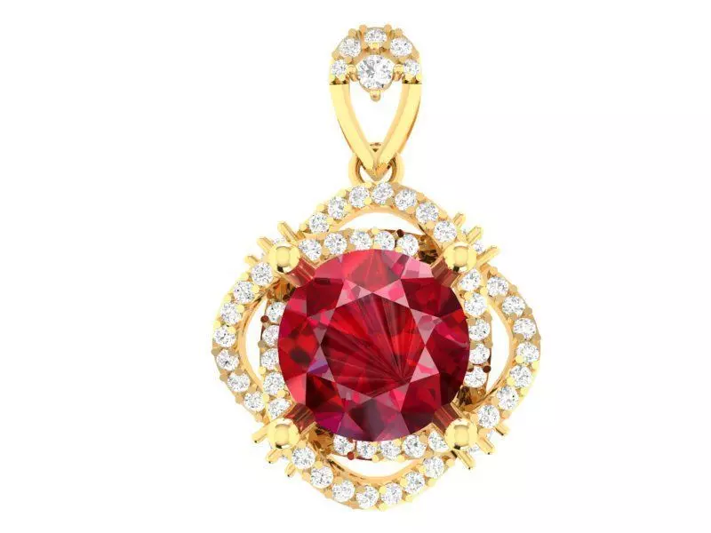 Luxury Ruby Diamond Halo Pendant for Women 271 3D print model