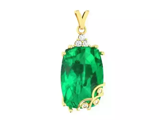 Oval Emerald Pendant 3D Model for Resin Jewelry Printing 281