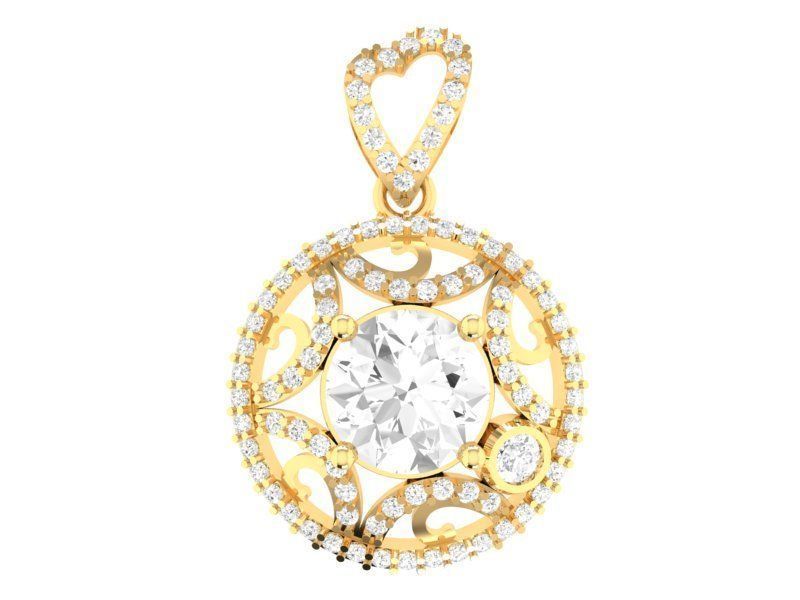 Round Cut Gemstone Halo Pendant 3D Model 283 3D print model_7