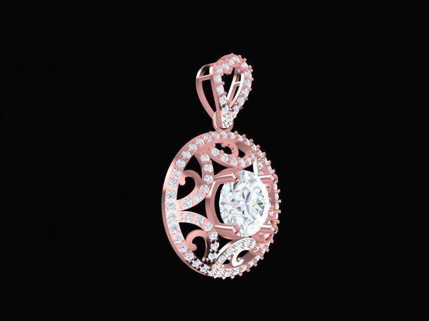 Round Cut Gemstone Halo Pendant 3D Model 283 3D print model_3