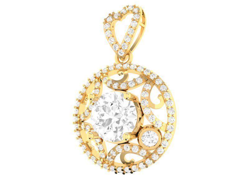 Round Cut Gemstone Halo Pendant 3D Model 283 3D print model_8