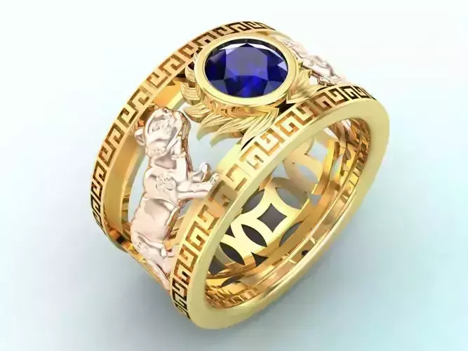 Cat rings - Twin Cat ring - Mens Cat rings - N723