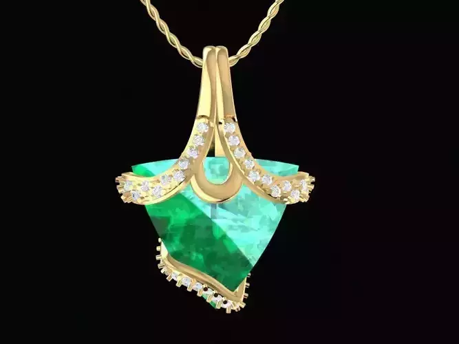 Trillion Cut Gemstone Diamond Pendant 284