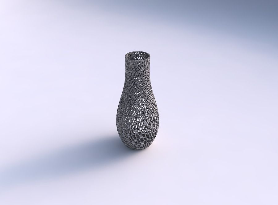 Vase curved with dense twisted organic lattice 3D print model_5