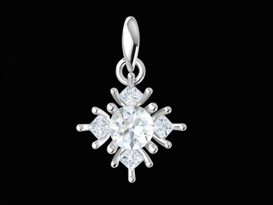 Elegant Gemstone Diamond Pendant 3D Model   287 3D print model_2