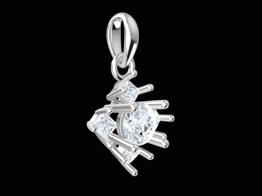 Elegant Gemstone Diamond Pendant 3D Model   287 3D print model_3