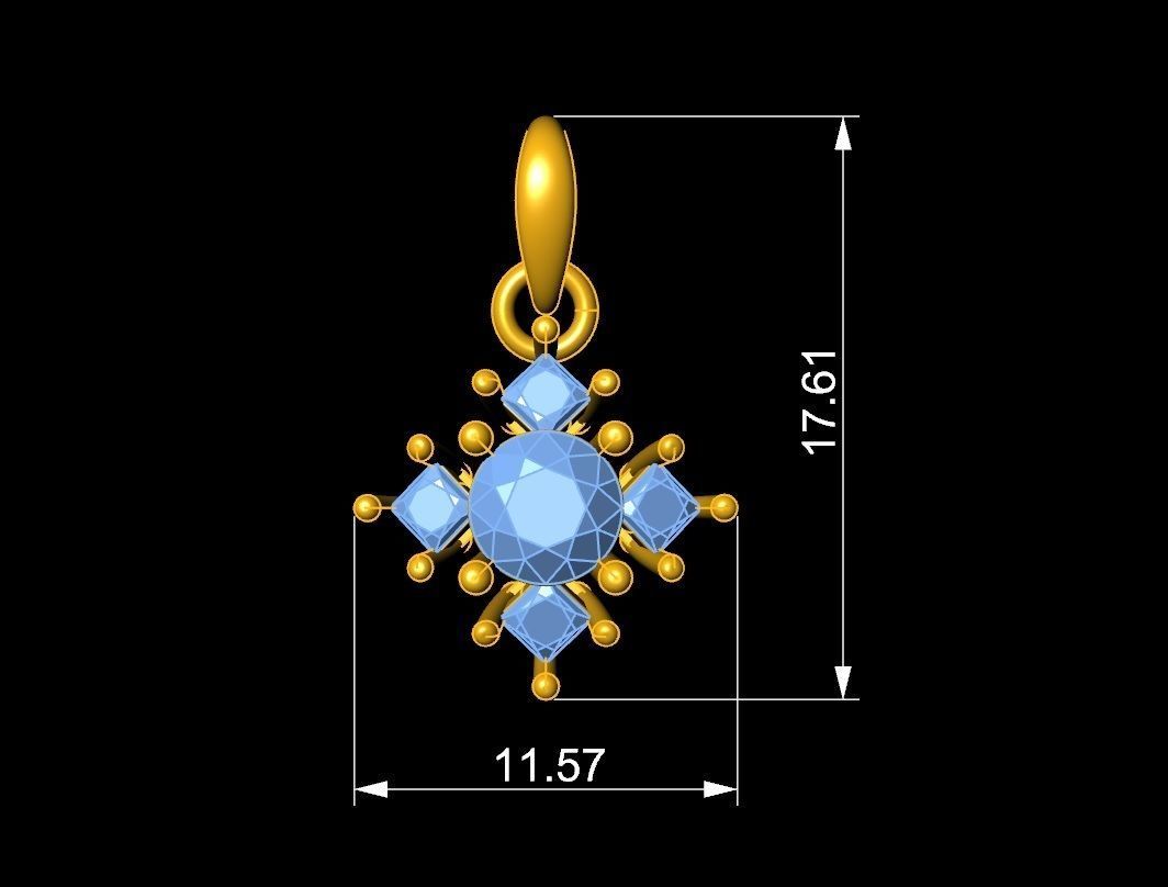 Elegant Gemstone Diamond Pendant 3D Model   287 3D print model_6