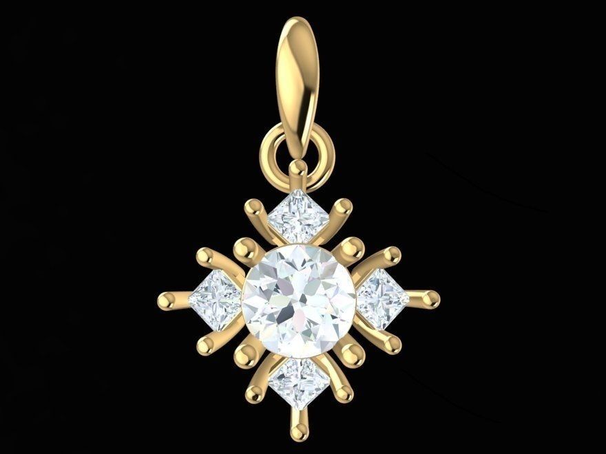 Elegant Gemstone Diamond Pendant 3D Model   287 3D print model_1