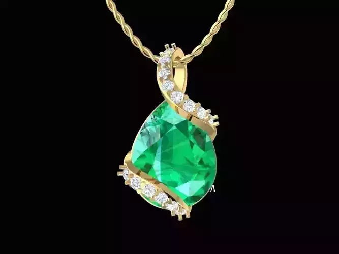 Elegant Pendant with Large Gemstone and Diamond 288