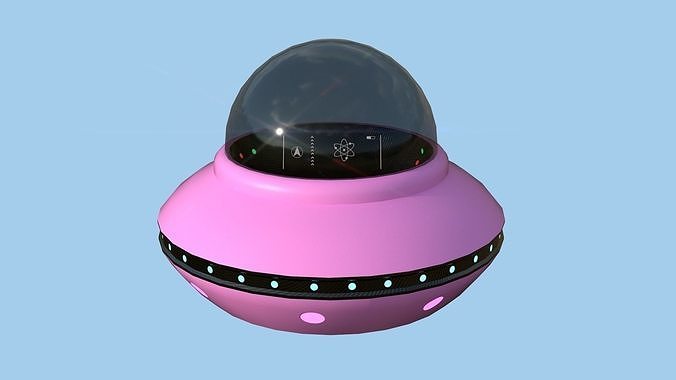Cartoon UFO A7 - SciFi Flying Saucer - Pink Low-poly 3D model